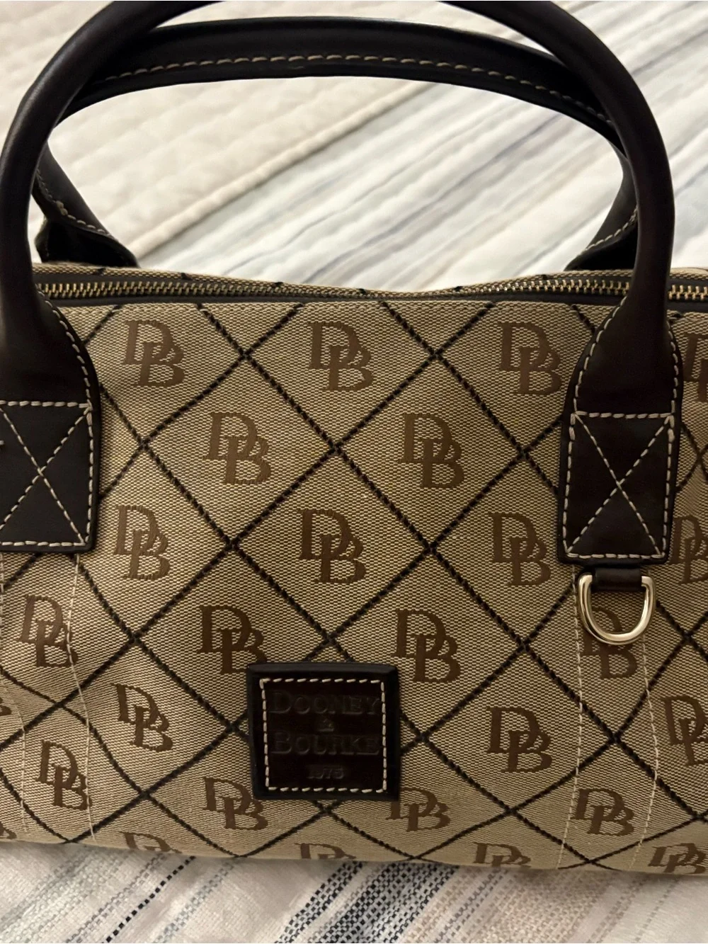 Dooney & Bourke DB Signature Monogram Barrel Satchel Bag- never used